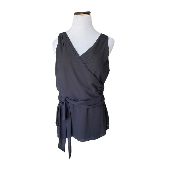 Express Tops - Express‎ Womens Faux Wrap Top Size L Black Lined Fitted Tie Editorial Office